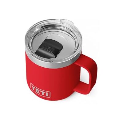 YETI Rambler Stackable Mok met Durasip Ceramic Lining, Vacuum Geïsoleerd, Roestvrij Staal Mok met Magslider Deksel, Rescue Red, 295 ml YETI Rambler Stackable Mok met Durasip Ceramic Lining, Vacuum Geïsoleerd, Roestvrij Staal Mok met Magslider Deksel, Rescue Red, 295 ml