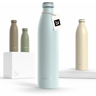 LARS NYSØM Drinkfles van roestvrij staal, 1000 ml, 1 l, geïsoleerde waterfles, waterdichte drinkfles voor sport, fiets, kinderen, blauw (Misty Blue, 1000 ml) LARS NYSØM Drinkfles van roestvrij staal, 1000 ml, 1 l, geïsoleerde waterfles, waterdichte drinkfles voor sport, fiets, kinderen, blauw (Misty Blue, 1000 ml)