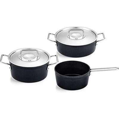 Fissler Adamant Set van 3 aluminium kookpotten met anti-aanbaklaag metalen deksel (1 pan, 1 pan, 1 pan, 1 pan), inductie Fissler Adamant Set van 3 aluminium kookpotten met anti-aanbaklaag metalen deksel (1 pan, 1 pan, 1 pan, 1 pan), inductie