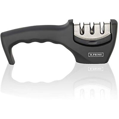 PRiME Classic Professionele messenslijper, 3 inkepingen, zwart, handmatige slijper, grof slijpen, fijn, slijpen, bramen, vormen, slijpen, polijsten PRiME Classic Professionele messenslijper, 3 inkepingen, zwart, handmatige slijper, grof slijpen, fijn, slijpen, bramen, vormen, slijpen, polijsten