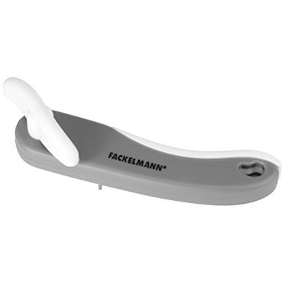 Fackelmann Praktische blikopener met functioneel deel van roestvrij staal, universele blikopener met ergonomische handgreep (kleur wit/grijs), aantal: 1 stuk Fackelmann Praktische blikopener met functioneel deel van roestvrij staal, universele blikopener met ergonomische handgreep (kleur wit/grijs), aantal: 1 stuk