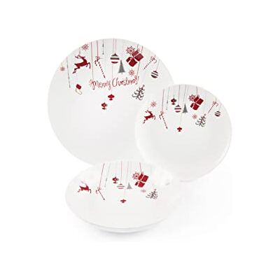 Excelsa Kerstmis tafelservies wit % 2F China rood 18-delig Excelsa Kerstmis tafelservies wit % 2F China rood 18-delig