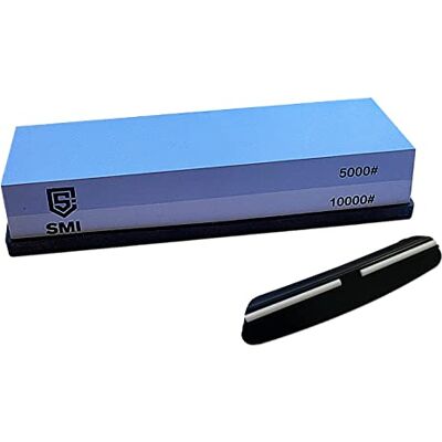 SMI Slijpsteen korrel 5000/10.000, whetstone slijpsteen, messenslijper, dubbelzijdige slijpsteen met antislip siliconen basis en hoekgeleiding SMI Slijpsteen korrel 5000/10.000, whetstone slijpsteen, messenslijper, dubbelzijdige slijpsteen met antislip siliconen basis en hoekgeleiding