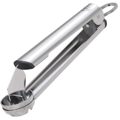 Dr. Oetker Professionele pruimenontpitter van roestvrij staal met sluitmechanisme (kleur zilver), Hoeveelheid: 1 stuk Dr. Oetker Professionele pruimenontpitter van roestvrij staal met sluitmechanisme (kleur zilver), Hoeveelheid: 1 stuk