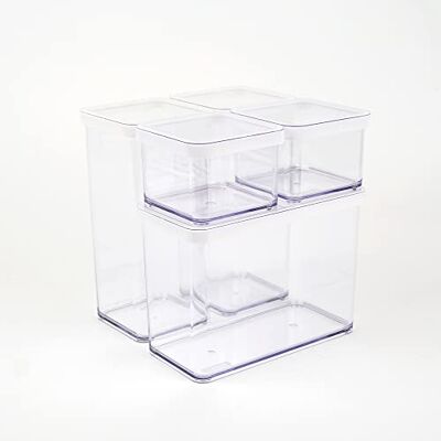 Rotho Loft 5-delige set opbergdozen met deksel verschillende maten van voedselveilig kunststof (SAN) zonder BPA, transparant/wit, 2x 1,5l 2x 0,5l + 1x 2,1l (21,4x21,4x23,5cm) Rotho Loft 5-delige set opbergdozen met deksel verschillende maten van voedselveilig kunststof (SAN) zonder BPA, transparant/wit, 2x 1,5l 2x 0,5l + 1x 2,1l (21,4x21,4x23,5cm)