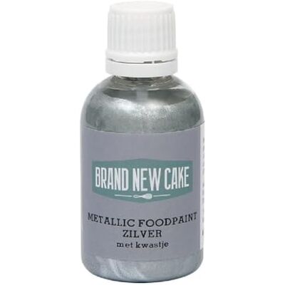 Brand New Cake BrandNewCake® Voedselverf, metallic, met kwast, 60 g, zilver, eetbare levensmiddelenkleurstof Brand New Cake BrandNewCake® Voedselverf, metallic, met kwast, 60 g, zilver, eetbare levensmiddelenkleurstof