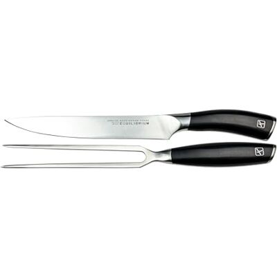 Rio Snijmessenset, 2-delig, mes en vork, Duits roestvrij staal, zwart handvat Rio Snijmessenset, 2-delig, mes en vork, Duits roestvrij staal, zwart handvat