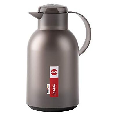 Emsa Samba N40122 thermoskan, 1,5 liter, Quick Press-sluiting, 12 uur warm en 24 uur koud, taupe doorschijnend Emsa Samba N40122 thermoskan, 1,5 liter, Quick Press-sluiting, 12 uur warm en 24 uur koud, taupe doorschijnend