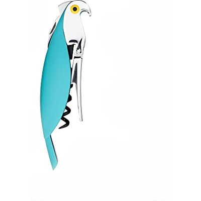 Alessi Parrot AAM32 AZ Tire-bouchon pour Sommelier en Fonte d'Aluminium et PC, Bleu Clair Alessi Parrot AAM32 AZ Tire-bouchon pour Sommelier en Fonte d'Aluminium et PC, Bleu Clair