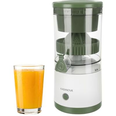 KASANOVA Draadloze automatische citruspers, oplaadbaar via USB-C, draagbaar en compact, automatisch persen tot 12 sinaasappels, met deksel en druppelvrije tuit (groen) KASANOVA Draadloze automatische citruspers, oplaadbaar via USB-C, draagbaar en compact, automatisch persen tot 12 sinaasappels, met deksel en druppelvrije tuit (groen)