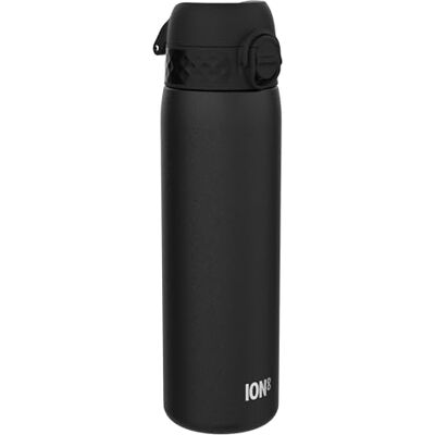 Ion8 Thermosfles van roestvrij staal, 500 ml, lekvrij, gemakkelijk te openen, veilige vergrendeling, vaatwasmachinebestendig, draaggreep, past in bekerhouders, zwart Ion8 Thermosfles van roestvrij staal, 500 ml, lekvrij, gemakkelijk te openen, veilige vergrendeling, vaatwasmachinebestendig, draaggreep, past in bekerhouders, zwart