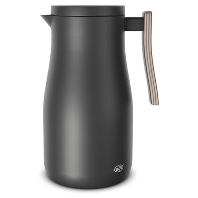 ALFI STUDIO ALLURE 1,0 liter, mat zwart met houten elementen, dubbelwandige roestvrijstalen thermosfles houdt 12 uur en 24 uur koud warm, schroefsluiting, groot ALFI STUDIO ALLURE 1,0 liter, mat zwart met houten elementen, dubbelwandige roestvrijstalen thermosfles houdt 12 uur en 24 uur koud warm, schroefsluiting, groot