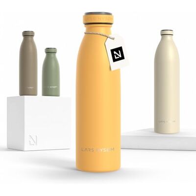 LARS NYSØM Drinkfles van roestvrij staal, 500 ml, 0,5 l, geïsoleerde waterfles, waterdichte drinkfles voor sport, fiets, kinderen (mosterdgeel, 500 ml) LARS NYSØM Drinkfles van roestvrij staal, 500 ml, 0,5 l, geïsoleerde waterfles, waterdichte drinkfles voor sport, fiets, kinderen (mosterdgeel, 500 ml)