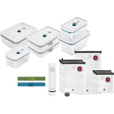ZWILLING Fresh & Save Vacuüm Startset, Borosilicaatglas, M/L, 16-delig, La Mer ZWILLING Fresh & Save Vacuüm Startset, Borosilicaatglas, M/L, 16-delig, La Mer