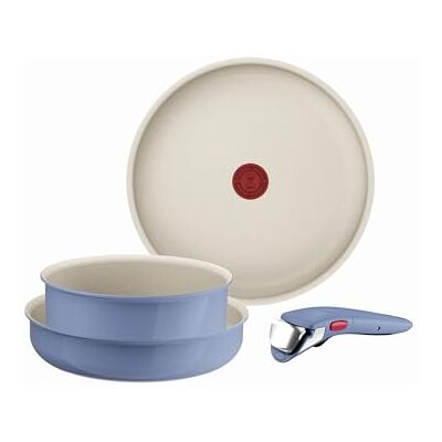 Tefal L829S404 Ingenio Serenity, 4-delige kookgerei, standaard editie, antiaanbaklaag, veilige afneembare handgreep, stapelbaar ontwerp, blauw zout Set de poêle et casserole avec poignée amovible brevetée Revêtement antiadhésif Mineralia Empilable pour Tefal L829S404 Ingenio Serenity, 4-delige kookgerei, standaard editie, antiaanbaklaag, veilige afneembare handgreep, stapelbaar ontwerp, blauw zout Set de poêle et casserole avec poignée amovible brevetée Revêtement antiadhésif Mineralia Empilable pour