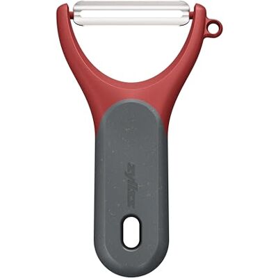 Zyliss Zachte dunschiller in Y-vorm, extra scherpe fruit/groenteschiller met duurzaam tarwestro en comfortabele grip, veiligheidshoes, roestvrij staal, vaatwasmachinebestendig Zyliss Zachte dunschiller in Y-vorm, extra scherpe fruit/groenteschiller met duurzaam tarwestro en comfortabele grip, veiligheidshoes, roestvrij staal, vaatwasmachinebestendig