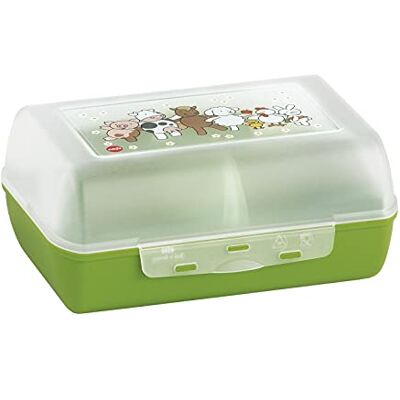 Emsa Variabolo broodtrommel voor kinderen, 16 x 11 x 7 cm, uitneembare binnenwand, motief boerderijdieren 513791 Emsa Variabolo broodtrommel voor kinderen, 16 x 11 x 7 cm, uitneembare binnenwand, motief boerderijdieren 513791