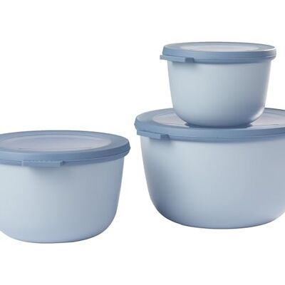 Mepal , set van 3 multifunctionele ronde Cirqula-kommen, bewaardozen voor voedsel met deksel, geschikt voor koelkast, magnetron en vriezer, 500, 1000, 2000 ml, Nordic Blue Mepal , set van 3 multifunctionele ronde Cirqula-kommen, bewaardozen voor voedsel met deksel, geschikt voor koelkast, magnetron en vriezer, 500, 1000, 2000 ml, Nordic Blue