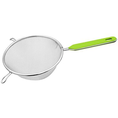 Fackelmann Keukenzeef roestvrij staal Ø 17 cm, fijnmazige zeef met kunststof handvat (kleur: groen/zilver) Hoeveelheid: 1 stuk Fackelmann Keukenzeef roestvrij staal Ø 17 cm, fijnmazige zeef met kunststof handvat (kleur: groen/zilver) Hoeveelheid: 1 stuk