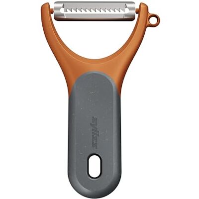 Zyliss Julienne dunschiller, extra scherpe fruit/groenteschiller met duurzaam tarwestro, comfortabele grip, deksel voor veiligheid, roestvrij staal, vaatwasmachinebestendig Zyliss Julienne dunschiller, extra scherpe fruit/groenteschiller met duurzaam tarwestro, comfortabele grip, deksel voor veiligheid, roestvrij staal, vaatwasmachinebestendig
