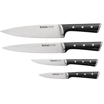 Tefal Ice Force Set van 4 messen: schilmes 9 cm + vleesmes 20 cm + chefmes 20 cm + groente/fruitmes 11 cm K2324S74 Tefal Ice Force Set van 4 messen: schilmes 9 cm + vleesmes 20 cm + chefmes 20 cm + groente/fruitmes 11 cm K2324S74