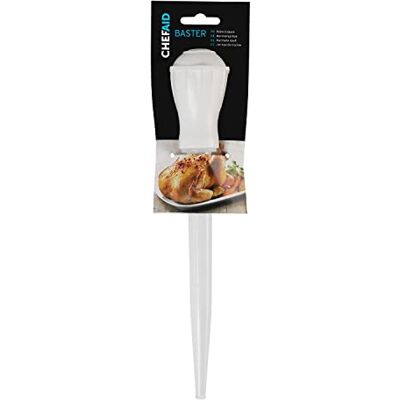 Chef Aid Sappeer, 30 ml, voor het besproeien van vlees en gevogelte, Baster van BPA-vrij kunststof met schaalverdeling, keukengerei voor braden en sap, wit Chef Aid Sappeer, 30 ml, voor het besproeien van vlees en gevogelte, Baster van BPA-vrij kunststof met schaalverdeling, keukengerei voor braden en sap, wit
