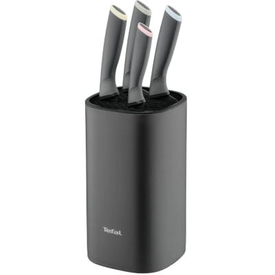 Tefal Slicy, messen, 5-delige set, titanium messen Universeel mes 12 cm, schilmes 9 cm, messenblok, lemmet van roestvrij staal met antiaanbaklaag + titanium versterking Tefal Slicy, messen, 5-delige set, titanium messen Universeel mes 12 cm, schilmes 9 cm, messenblok, lemmet van roestvrij staal met antiaanbaklaag + titanium versterking