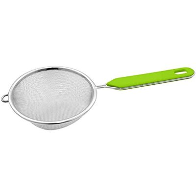 Fackelmann Zeef Ø 10 cm, roestvrijstalen keukenvergiet, fijnmazige zeef met kunststof inzetstuk (kleur: groen/zilver), hoeveelheid: 1 stuk Fackelmann Zeef Ø 10 cm, roestvrijstalen keukenvergiet, fijnmazige zeef met kunststof inzetstuk (kleur: groen/zilver), hoeveelheid: 1 stuk