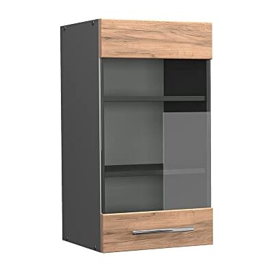 Vicco Fame-Line Glazen keukenkast, Goldkraft eiken / antraciet, 40 cm 1 deur · softclose · diepte 34,1 cm · metalen handgrepen · vrij te combineren Vicco Fame-Line Glazen keukenkast, Goldkraft eiken / antraciet, 40 cm 1 deur · softclose · diepte 34,1 cm · metalen handgrepen · vrij te combineren