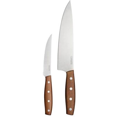 Fiskars Folken messenset, 2-delig Koksmes en groentemes, messen van Duits roestvrij staal, handgrepen van FSC-gecertificeerd esdoornhout, 1075690 Fiskars Folken messenset, 2-delig Koksmes en groentemes, messen van Duits roestvrij staal, handgrepen van FSC-gecertificeerd esdoornhout, 1075690