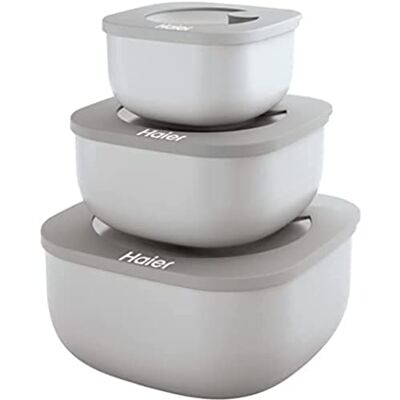 HAIER HAGSM4080 Set van drie luchtdichte voedselcontainers, vaatwasmachinebestendig, geschikt voor koelkast, vriezer en magnetron, 3 maten, ruimtebesparend, van Guzzini HAIER HAGSM4080 Set van drie luchtdichte voedselcontainers, vaatwasmachinebestendig, geschikt voor koelkast, vriezer en magnetron, 3 maten, ruimtebesparend, van Guzzini