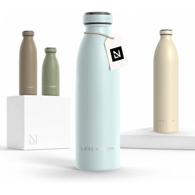 LARS NYSØM Drinkfles van roestvrij staal, 500 ml, 0,5 l, geïsoleerde waterfles, waterdichte drinkfles voor sport, fiets, kinderen (Misty Blue, 500 ml) LARS NYSØM Drinkfles van roestvrij staal, 500 ml, 0,5 l, geïsoleerde waterfles, waterdichte drinkfles voor sport, fiets, kinderen (Misty Blue, 500 ml)