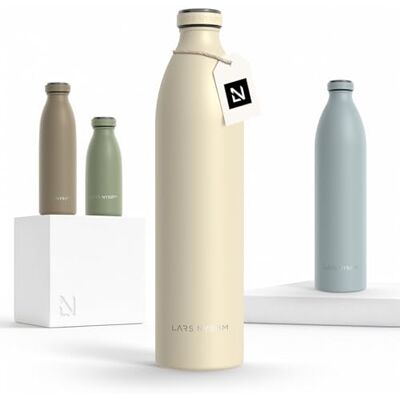 LARS NYSØM Drinkfles van roestvrij staal, 1500 ml, 1,5 l, geïsoleerde waterfles, waterdichte drinkfles voor sport, fiets, kinderen (amandelbeige, XL 1500 ml) LARS NYSØM Drinkfles van roestvrij staal, 1500 ml, 1,5 l, geïsoleerde waterfles, waterdichte drinkfles voor sport, fiets, kinderen (amandelbeige, XL 1500 ml)