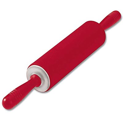 Kaiserflex Red siliconen deegroller 49 x 6,5 cm met metalen kern, ergonomische handgrepen, hittebestendig tot 200 °C Kaiserflex Red siliconen deegroller 49 x 6,5 cm met metalen kern, ergonomische handgrepen, hittebestendig tot 200 °C