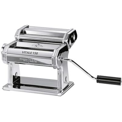Küchenprofi Vitale pastamachine voor 7 deeglagen, roestvrij staal, lasagneplaten, tagliatelle en meer, met pastasnijder, 3 opzetstukken, motor apart verkrijgbaar Küchenprofi Vitale pastamachine voor 7 deeglagen, roestvrij staal, lasagneplaten, tagliatelle en meer, met pastasnijder, 3 opzetstukken, motor apart verkrijgbaar