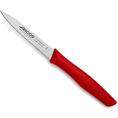 Arcos Serie Nova – gekarteld kantoormes – lemmet van roestvrij staal nitrum 100 mm – handvat van polypropyleen kleur rood Arcos Serie Nova – gekarteld kantoormes – lemmet van roestvrij staal nitrum 100 mm – handvat van polypropyleen kleur rood