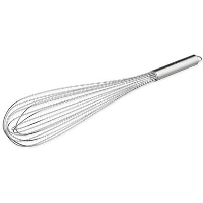 Thermohauser 50 cm lange roestvrijstalen garde met metalen handvat en ophanghaak, met 16 gespen, roestvrijstalen handgreep Thermohauser 50 cm lange roestvrijstalen garde met metalen handvat en ophanghaak, met 16 gespen, roestvrijstalen handgreep