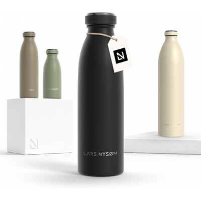 LARS NYSØM Drinkfles van roestvrij staal, 500 ml, 0,5 l, geïsoleerde waterfles, waterdichte drinkfles voor sport, fiets, kinderen (houtskoolzwart, 500 ml) LARS NYSØM Drinkfles van roestvrij staal, 500 ml, 0,5 l, geïsoleerde waterfles, waterdichte drinkfles voor sport, fiets, kinderen (houtskoolzwart, 500 ml)