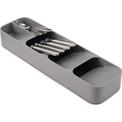 Joseph Joseph Drawer Store Compacte besteklade-organizer, 6 vakken, voor meer dan 24 stuks, grijs Joseph Joseph Drawer Store Compacte besteklade-organizer, 6 vakken, voor meer dan 24 stuks, grijs