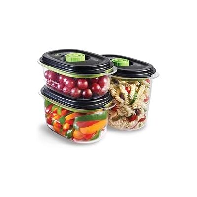 FoodSaver Vershouddozen voor marinade en levensmiddelen, luchtdicht, BPA-vrij, lekvrij, vaatwasmachinebestendig, 700 ml, 1,18 l en 1,8 l, 3 stuks FoodSaver Vershouddozen voor marinade en levensmiddelen, luchtdicht, BPA-vrij, lekvrij, vaatwasmachinebestendig, 700 ml, 1,18 l en 1,8 l, 3 stuks
