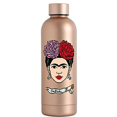 ART design24 I'm Frida thermosfles, koper, drinkfles, 500 ml, roestvrij staal, 6,5 x 23 cm, lichte warme en koude dranken, thermosfles, Essential Design ART design24 I'm Frida thermosfles, koper, drinkfles, 500 ml, roestvrij staal, 6,5 x 23 cm, lichte warme en koude dranken, thermosfles, Essential Design