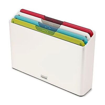 Joseph Joseph Folio Icon Steel Set van 4 snijplanken, antislip, met kleurcodering en opbergetui, middelgroot, wit Joseph Joseph Folio Icon Steel Set van 4 snijplanken, antislip, met kleurcodering en opbergetui, middelgroot, wit