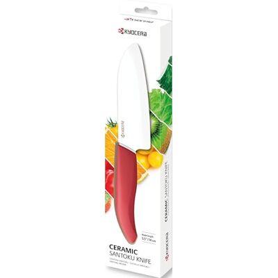 Kyocera FK-140-WH RD Koksmes Rood Handvat Wit Keramisch Lemmet 14 cm Kyocera FK-140-WH RD Koksmes Rood Handvat Wit Keramisch Lemmet 14 cm