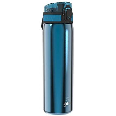 Ion8 Lekvrije dunne waterfles van roestvrij staal, 600 ml, blauw Ion8 Lekvrije dunne waterfles van roestvrij staal, 600 ml, blauw