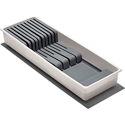 OXO Good Grips Compacte lade-organizer voor mesen: maakt het veilig opbergen van 9 messen mogelijk + ruimtebesparend design + antislipvoetjes + afneembaar dienblad voor eenvoudige reiniging OXO Good Grips Compacte lade-organizer voor mesen: maakt het veilig opbergen van 9 messen mogelijk + ruimtebesparend design + antislipvoetjes + afneembaar dienblad voor eenvoudige reiniging