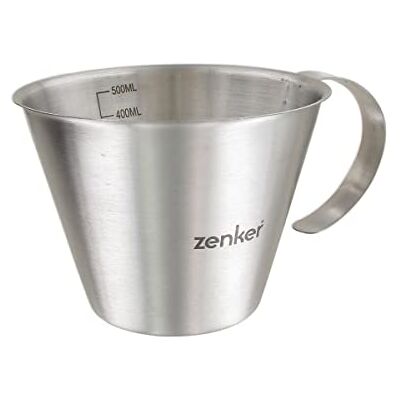 Zenker 44992 Maatbeker 500 ml, maatbeker voor vloeistoffen, maatbeker, roestvrij staal, zilver, 16 x 12 x 9 cm Zenker 44992 Maatbeker 500 ml, maatbeker voor vloeistoffen, maatbeker, roestvrij staal, zilver, 16 x 12 x 9 cm