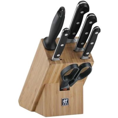 ZWILLING Serie Professional S messenblok, 7-delig, blok van bamboe, messen en schaar van roestvrij staal, zwart handvat ZWILLING Serie Professional S messenblok, 7-delig, blok van bamboe, messen en schaar van roestvrij staal, zwart handvat