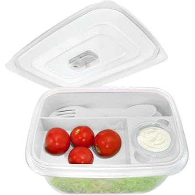 com-four ® Lunchbox in wit met bestek en sauspotje, bento-box voor werk, school, universiteit en reizen (01 stuks, wit, 19 cm) com-four ® Lunchbox in wit met bestek en sauspotje, bento-box voor werk, school, universiteit en reizen (01 stuks, wit, 19 cm)