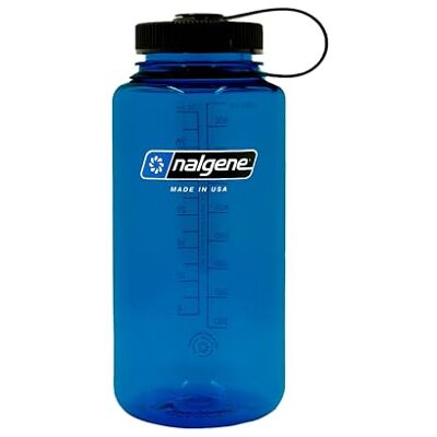 Nalgene Sustain Tritan BPA-vrije waterfles van 50% plastic afval, 946 ml, brede opening, leisteenblauw Nalgene Sustain Tritan BPA-vrije waterfles van 50% plastic afval, 946 ml, brede opening, leisteenblauw