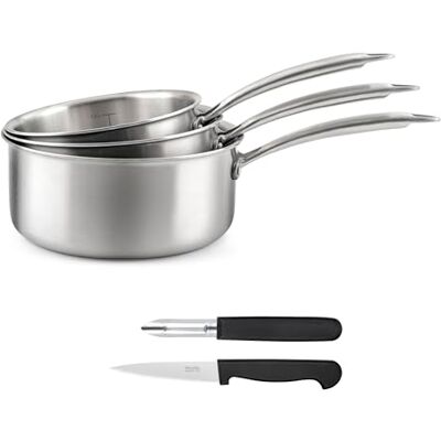 Cuisinox Kook- en bestekset – Gourmet – geschikt voor alle warmtebronnen inclusief inductie – roestvrij staal – vaste handgreep – zonder PFAS, PTFE, PFOA – gemaakt in Frankrijk Cuisinox Kook- en bestekset – Gourmet – geschikt voor alle warmtebronnen inclusief inductie – roestvrij staal – vaste handgreep – zonder PFAS, PTFE, PFOA – gemaakt in Frankrijk